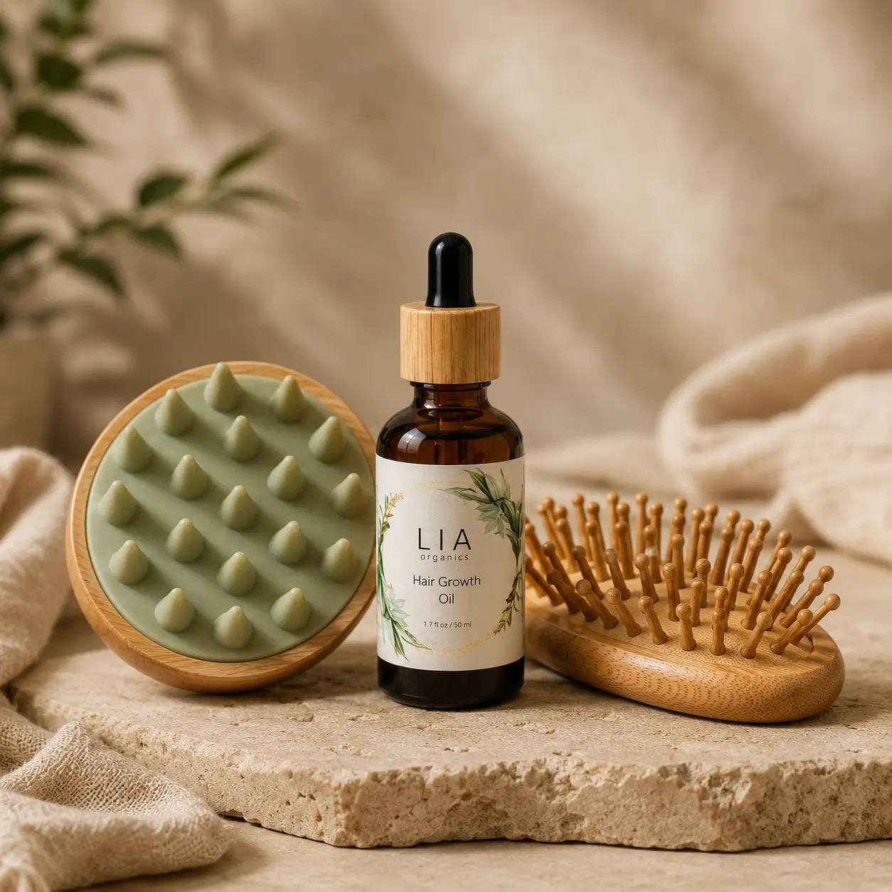 Hair Growth Oil 50Ml + Scalp Massager + Scalp Brush