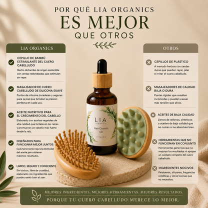 Aceite para el crecimiento del cabello + Masajeador de cuero cabelludo + Cepillo para cuero cabelludo