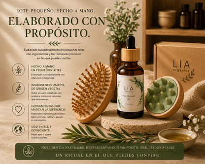 Aceite para el crecimiento del cabello + Masajeador de cuero cabelludo + Cepillo para cuero cabelludo